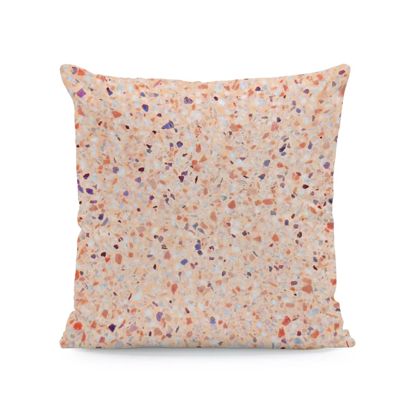 Fashion Literary Terrazzo Hug Pillow Stone Shard Stitching Pattern Comfortable Cushion Cover 45Cm Peach Skin Decorative Bedroom - Color: 5