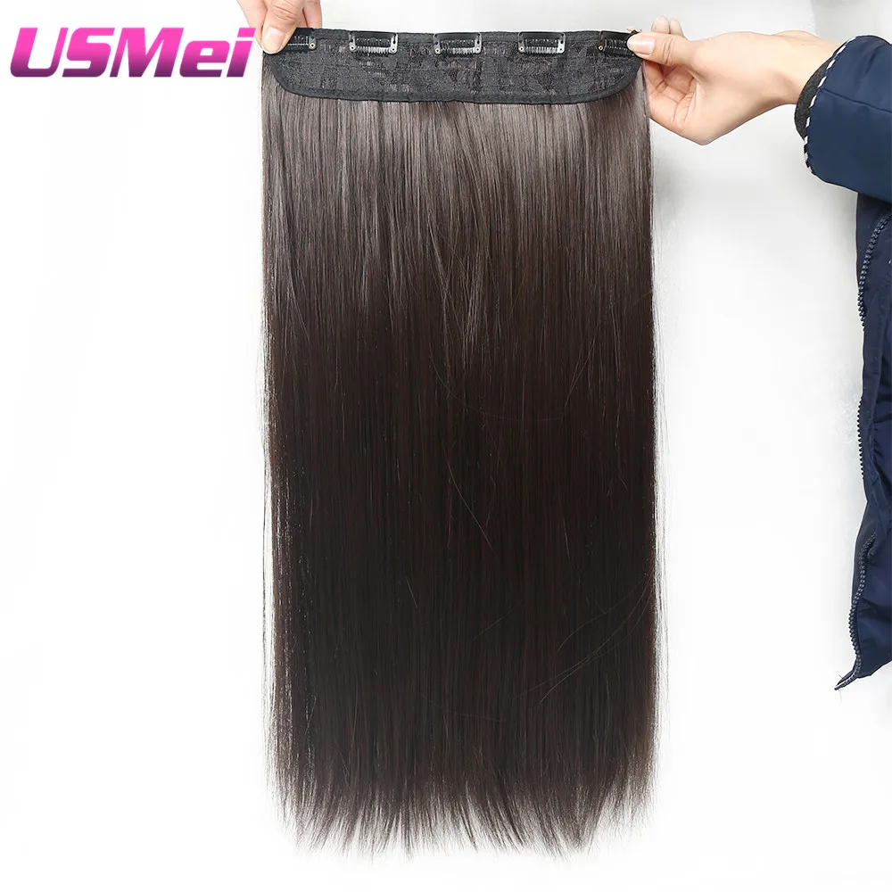 USMEI 5 clips/piece Natural Silky straight Hair Extention 24\ USMEI 5 clips/piece Natural Silky straight Hair Extention 24\