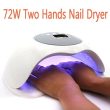 72 Вт наивысшей мощности лампы для ногтей двойной источник света крупнейшее пространство светодиодный/УФ-сушка для ногтей Лампа для гель-лака лак отверждения инструмент с датчиком движения
