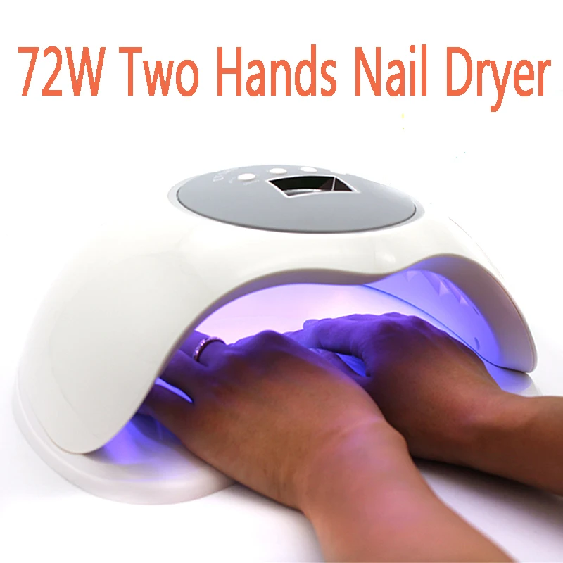 

72W Highest Power Nail Lamp Double Light Source Largest Space LED/UV Nail Dryer Light Gel Polish Curing Tool With Motion Sensor