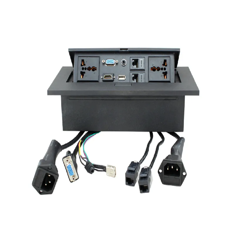 Универсальная настольная розетка/Скрытая/VGA, 3,5 мм аудио, HD HDMI, USB, сеть, RJ45 Информационная розетка/настольная розетка - Цвет: Black
