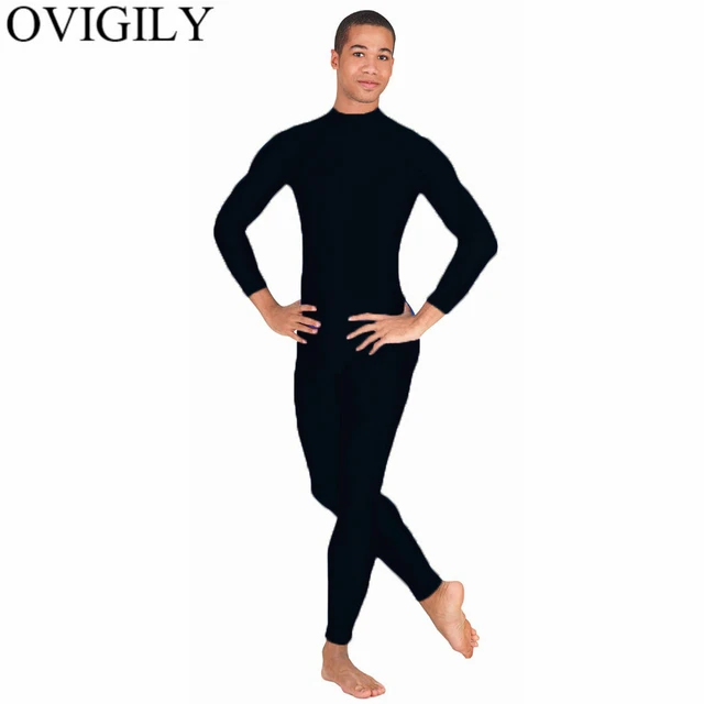 Men's Full Body suit Underwear Long Sleeve Skin-Tight Unitard Jumpsuit  Dancewear