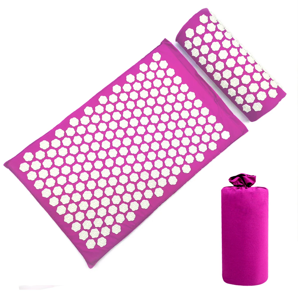 Acupressure Massage Mat and Pillow Set Relieve Stress Tension Pain Acupuncture Cushion with Carry Bag(Lotus shape)