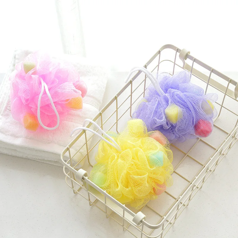 

Candy Color Cute Soft Scrub Bath Ball Sponge Flower Milk Shower Gel Special Loofah Toiletries For Women Men Kids Baby