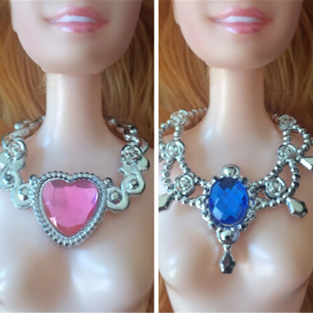 

Girls Crystal Plastic Chain Necklace For Doll Party Accessories Fashion Jewelry Necklace For Dolls Color Random
