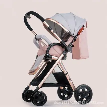 Высокий пейзаж, детская коляска, светильник, коляска, двусторонняя детская коляска, для новорожденных, зонт, коляска, амортизирующая, складывается, детская коляска, отправляется 8 подарков - Цвет: pink A