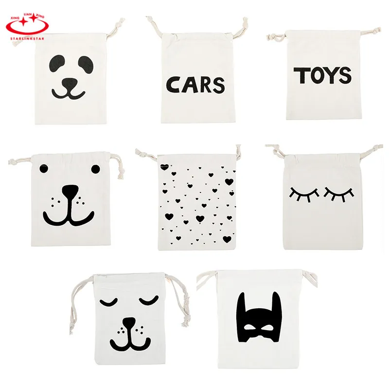 

1Pc Kinds Of Small Cartoon Storage Bags Children Baby Toys Clothes Organizer Mini Bag Canvas Simple Home Decor Bag