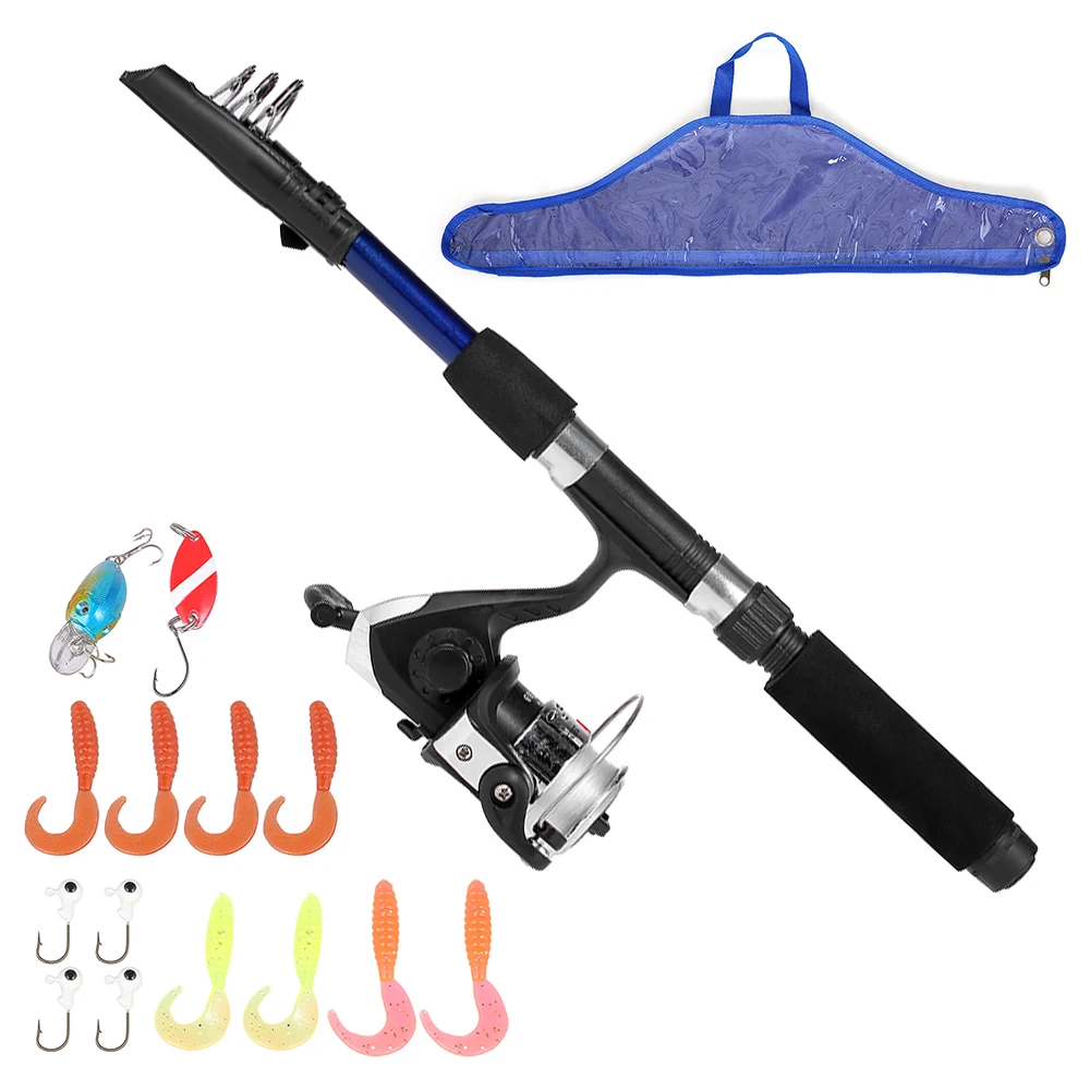 تلسكوبي قصبة صيد خشبية الغزل الصيد بكرة قضيب كومبو كيت مع لينة الصيد السحر الرقصة السنانير الطعوم الثابت الكارب الأسماك معالجة Pesca