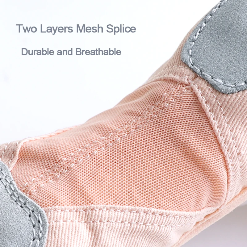 Ballet Shoes Dance Shoes for Women Girls Dance Academy Three Soft Split Sole Stretch Fabric Mesh Splice Dancing Slippers 6