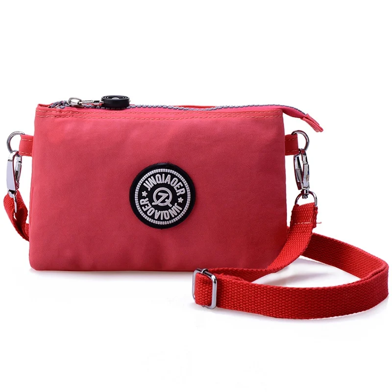 Женские сумки-мессенджеры Нейлоновые женские портмоне на молнии для мобильного телефона сумка через плечо кошелек клатч сумочка на ремешке - Цвет: Watermelon Red