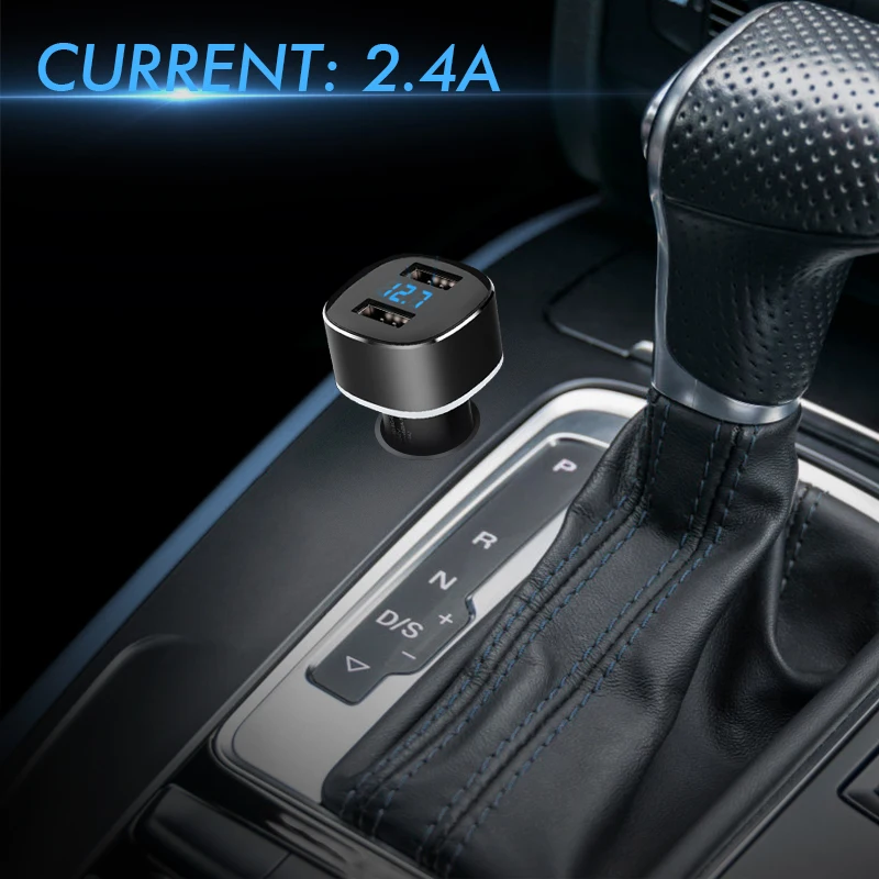 Автомобильное зарядное устройство для телефона 5 V 2.4A Dual USB s с светодиодный