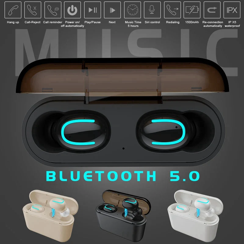 Vtin TWS Ture Earphones Wireless Bluetooth 5.0 Earbuds Waterproof TWS Headset Headphone with 1500mAh Charging Case 3D Stereo     (16)