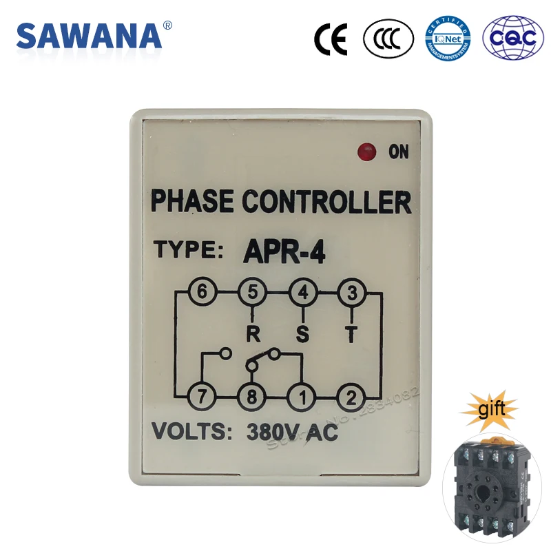 

Phase Reversal Relay REV Preventing Relay 10A Phase Controller APR-4 AC380V 220v Protection Relay 8 pin socket base Relay