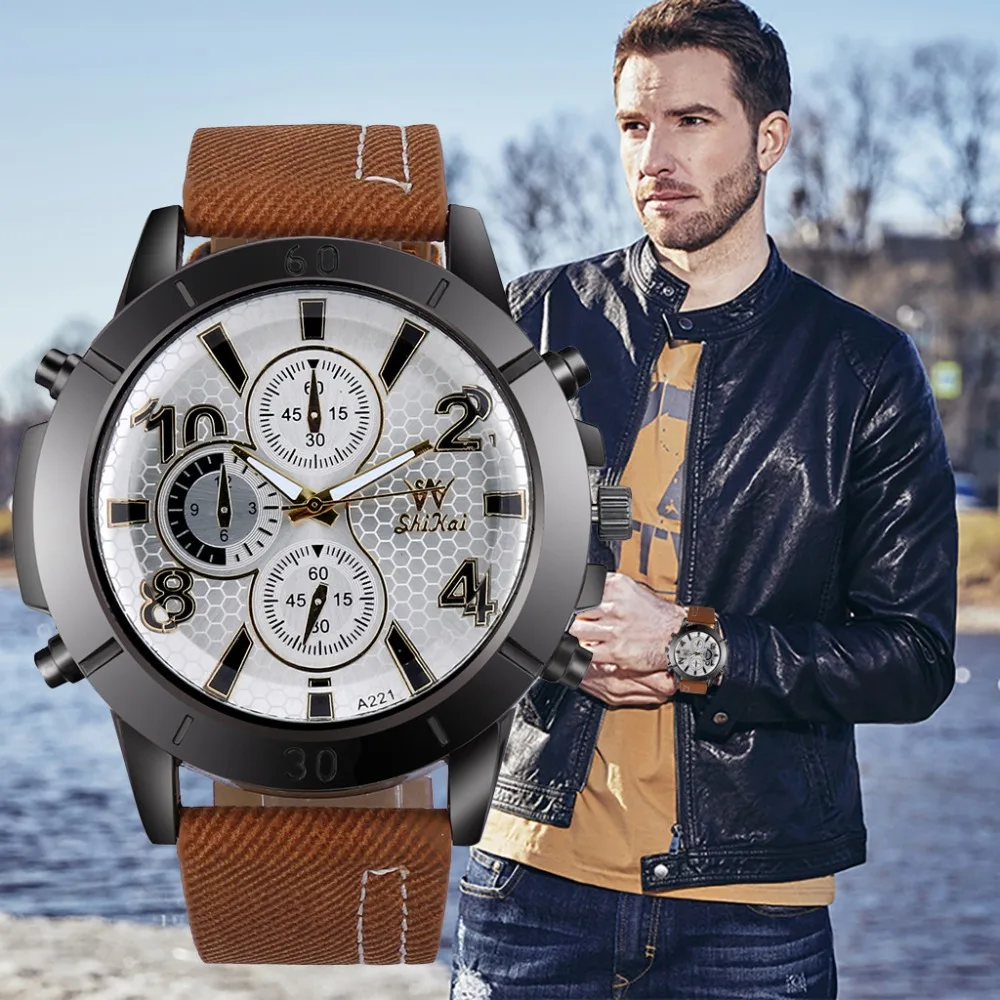 

Simple Mens Watch Digital Dial Quartz Wristwatch Featured Male Watches Leather Strap Business Clock Zegarek Meski @50