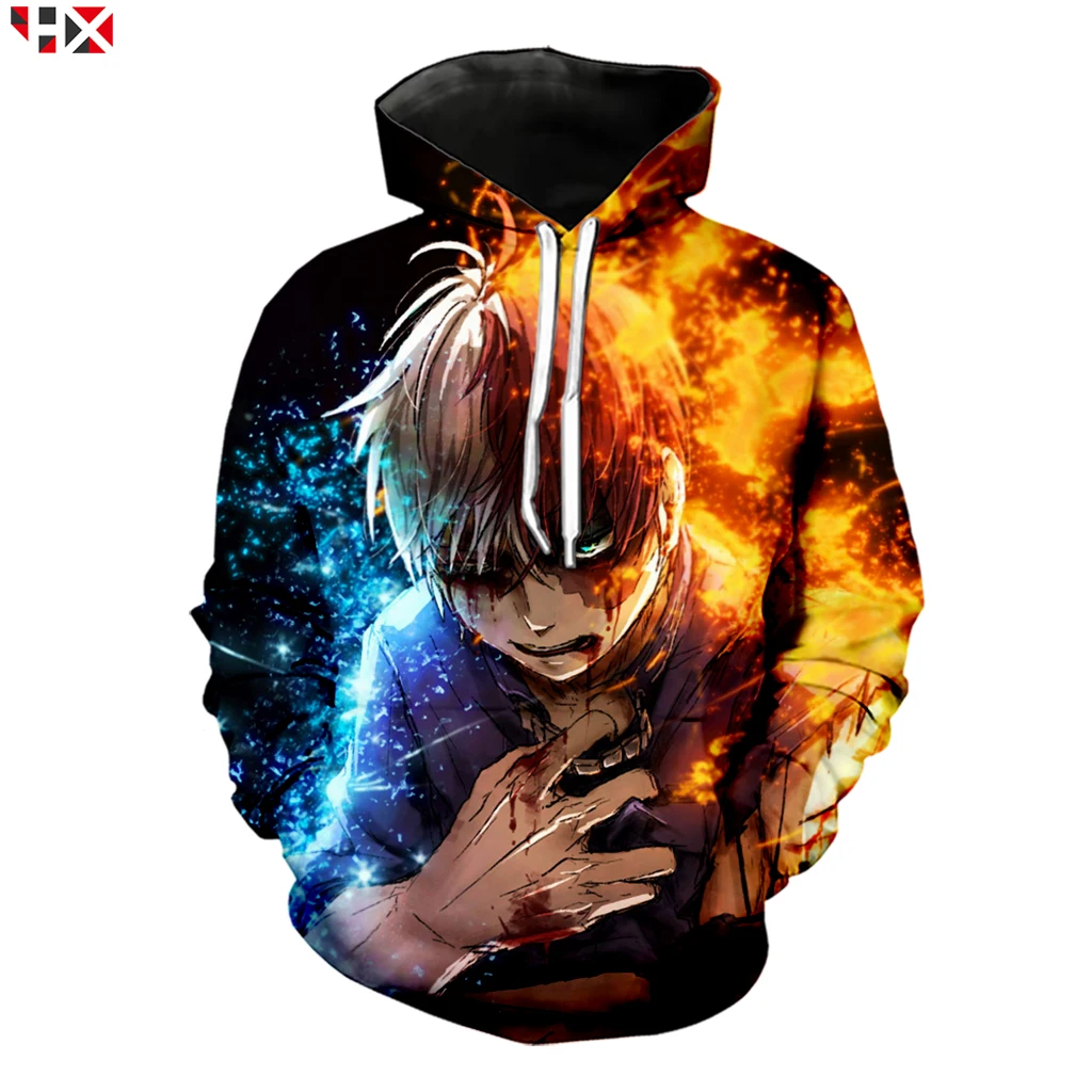 Новые популярные мужские/женские худи с 3D принтом аниме My Hero academic Todoroki Shoto повседневные уличные топы