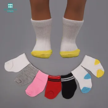 

Baby accessories for doll fit 45cm new born dolls sock White pink red