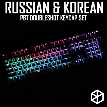 

LOOP RUSSIAN & KOREAN ROOT LETTER LANGUANGE legends PBT DOUBLESHOT KEYCAP SET OEM profile black and white colorway