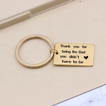 

Thank You For Being The Dad You Didn't Have To Be Engraved Heart Keychain Key Holder For Best Daddy Keyring Gifts