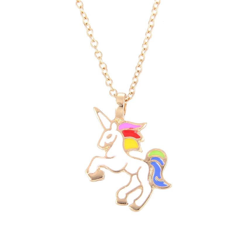 

New Long Choker Chain Pendant Collares Fashion Jewelry Life Is Magical Unicorn Horse Alloy Clavicle Statement Necklace Women Gir