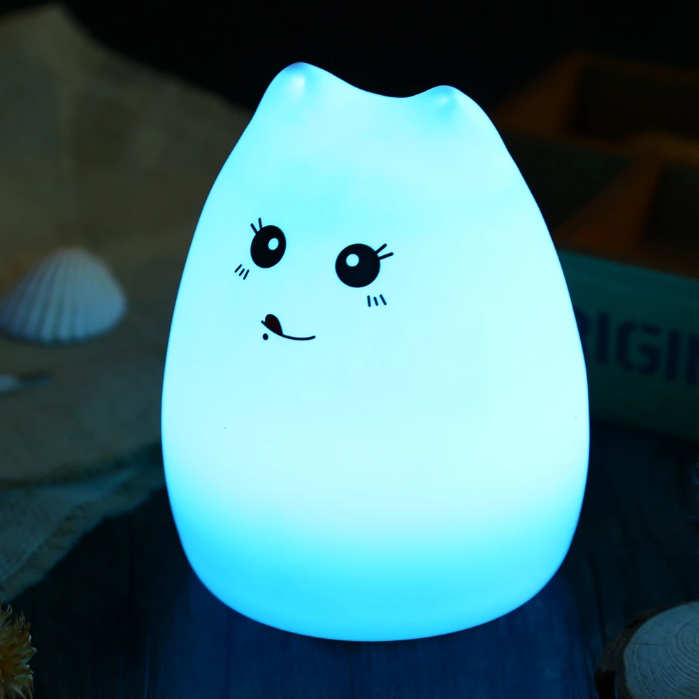 online LightMe 7 Cores Cat USB LEVOU Crianças Luz Da Noite Animal Silicone Macio Dos Desenhos Animados Do Berçário Do Bebê Respiração Lâmpada LED Night Light