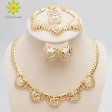 Золотой цвет, в форме сердца, ювелирный набор, Модный кристалл, свадебный костюм, ювелирные изделия Ses