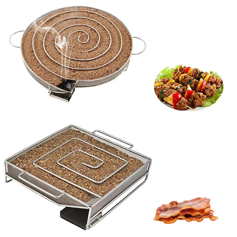 

Cold Smoke Generator For Round & Square BBQ Bacon Fish Salmon Meat dust Hot and Smoking Salmon Meat Burn Smoker Tools Bacon Meat