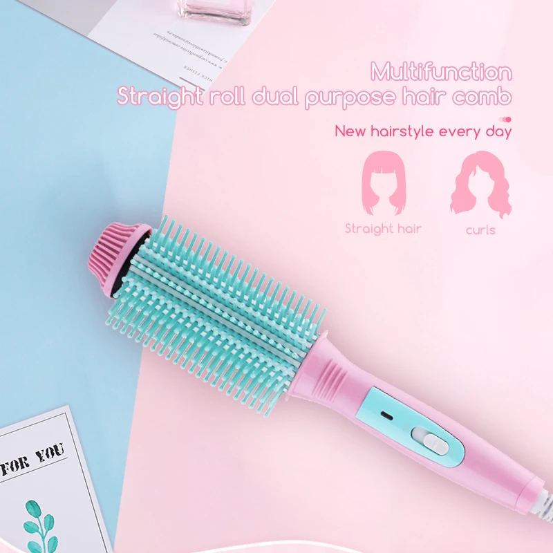 

2 In 1 Straightening And Curling Comb Household Candy-colored Electric Hair Brush Dry-wet Dual-use Ladies DIY Hair Styling Tool