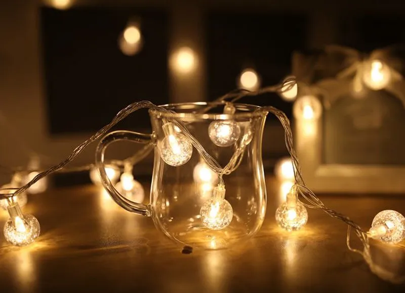 Светодиодный светильник с хрустальными шариками-пузырьками s 2M 20 светодиодный водонепроницаемый светильник с батареей AA для рождественского декора