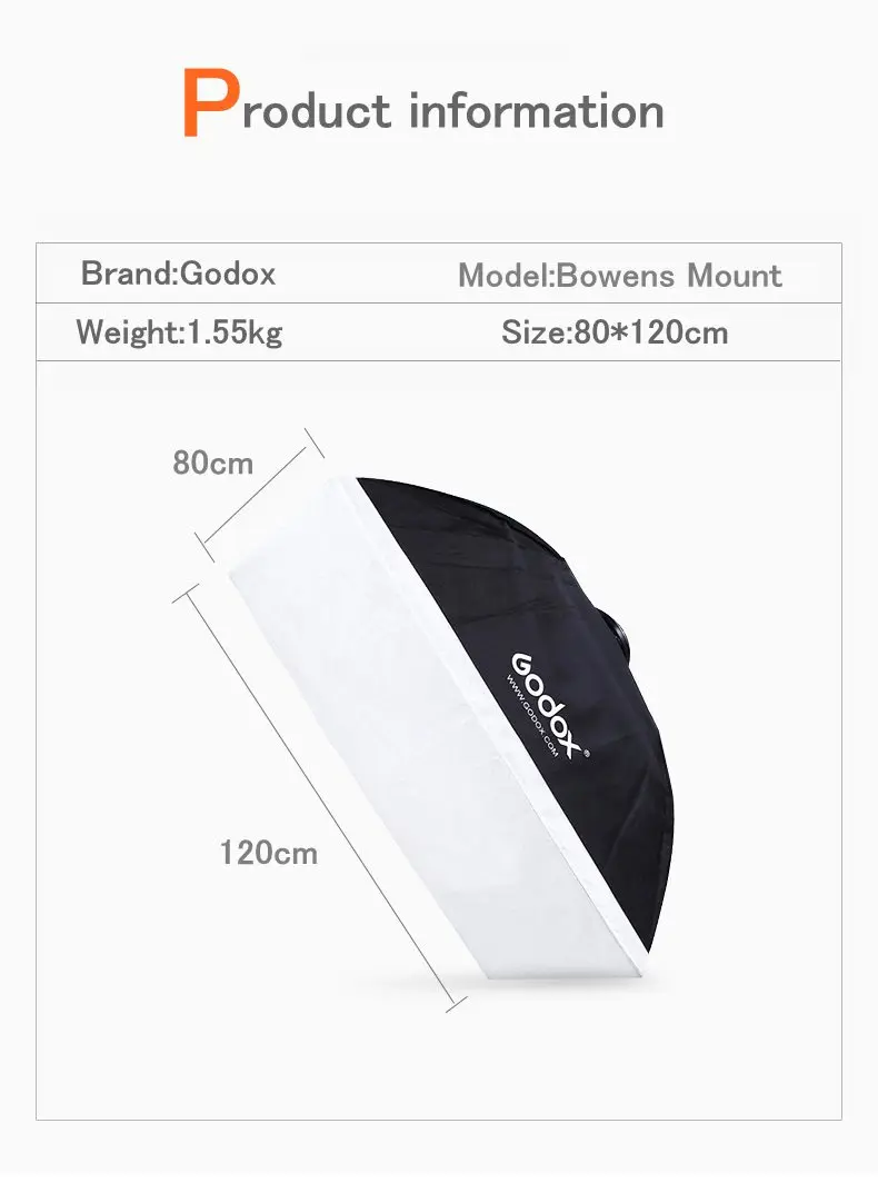 Godox 80 x 120cm 31.5"x 47" softbox Speedlite Studio Strobe Flash Photo Reflective Soft box Diffuser for Bowens Mount