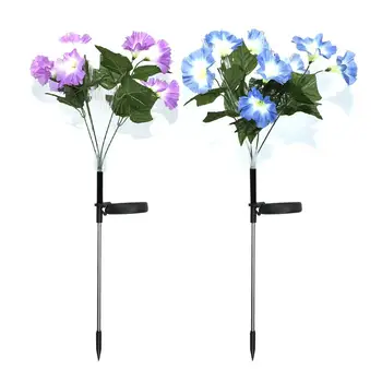 

2Pcs LED Solar Powered Morning Glory Flowers Lawn Lamp Waterdicht Pin Lamp Night Solar Light Energy Saving Yard Street