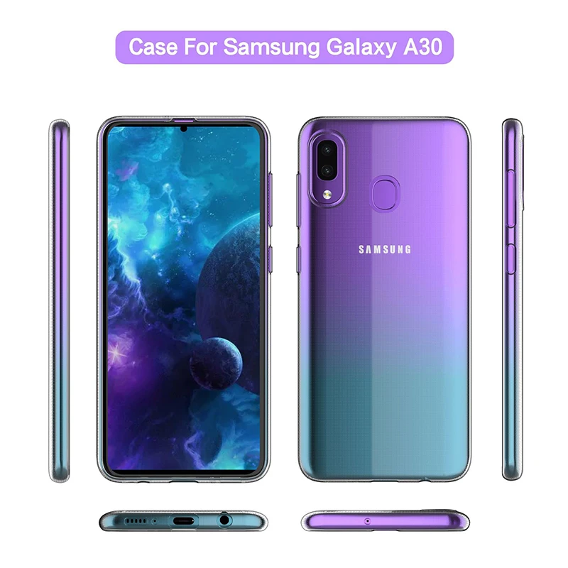 50 шт./лот для samsung Galaxy A50 A30 прозрачный чехол силиконовый мягкий чехол ТПУ чехол для телефона сумка shell