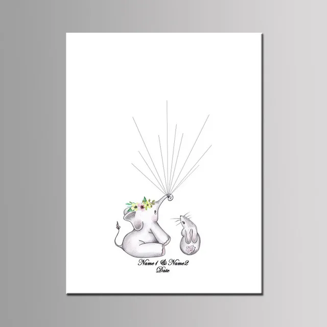 Картина с кроликом отпечатков пальцев гость книга Пользовательское имя, дата для вечеринки в честь рождения мальчика вечерние украшения девушки день рождения подарок на крестины украшения