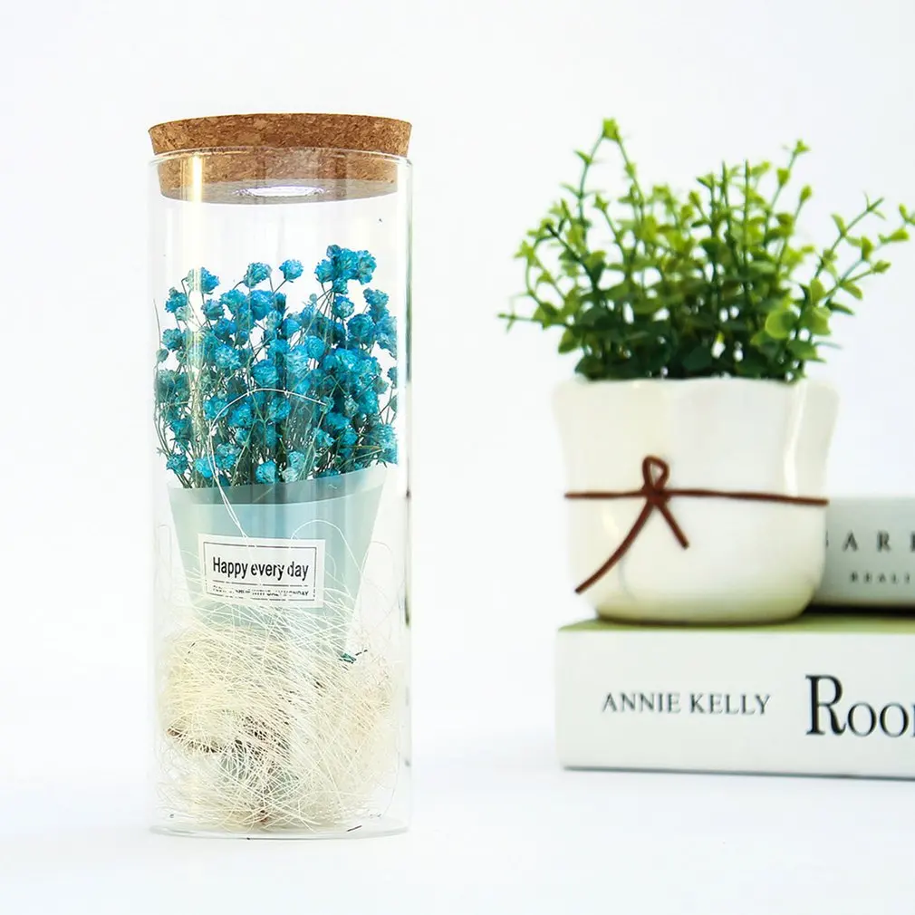 

ICOCO LED Light Dried Flower Ornament Micro Landscape Terrarium Seal Flowers Vase Home Decoration Decor Gift