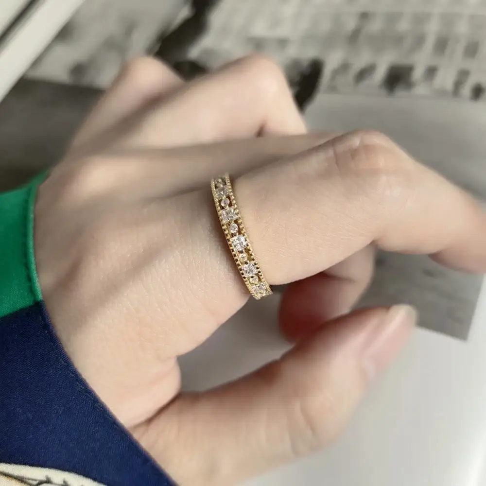 

Authentic S925 Sterling Silver FINE Jewelry CZ Bridal Wedding eternal perpetual Love Rings adjust TLJ621