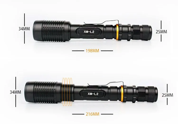 Anjoet Super Bright CREE XM-L2 LED aluminum Flashlights 5 Mode Torch 8000Lumens Zoomable light For 2x18650 batteries charger Anjoet Super Bright CREE XM-L2 LED aluminum Flashlights 5 Mode Torch 8000Lumens Zoomable light For 2x18650 batteries charger
