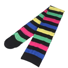 Хэллоуин высокие носки косплей Радуга полосы ноги чулки для вечерние