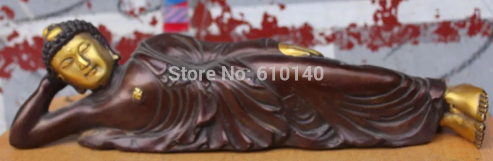 

K@@AA@12" Tibet Buddhism Bronze Sleep Rest Shakyamuni Sakyamuni Buddha Statue