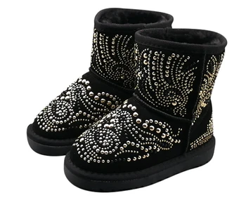 

Children snow boots 2019 winter new leather baby winter boot princess boots rhinestones wild baby boots sequins