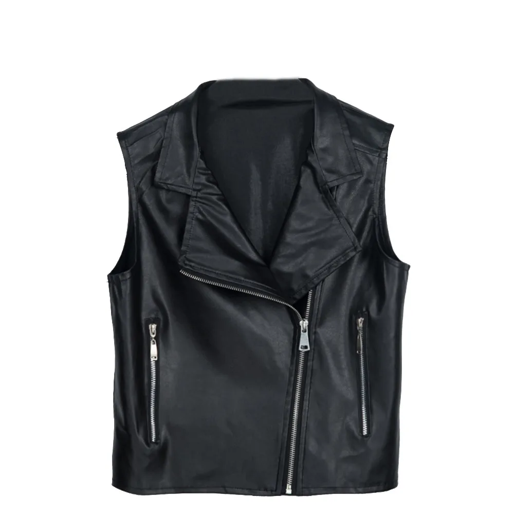 Autumn Winter Short Coat Women 2017 Irregular Zipper Sleeveless Vest Locomotive PU Leather Jacket Motorcycle Waistcoat July25