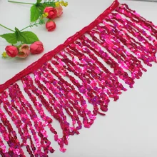 Franja latina lantejoulas franjas 1 quintal para trajes latinos vestido laser lantejoulas macrame diy costura guarnições cortina franjas 15-20cm