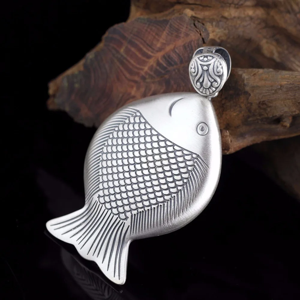 Thai Silver Vintage Fish Necklace Pendant 100 925 Sterling Silver