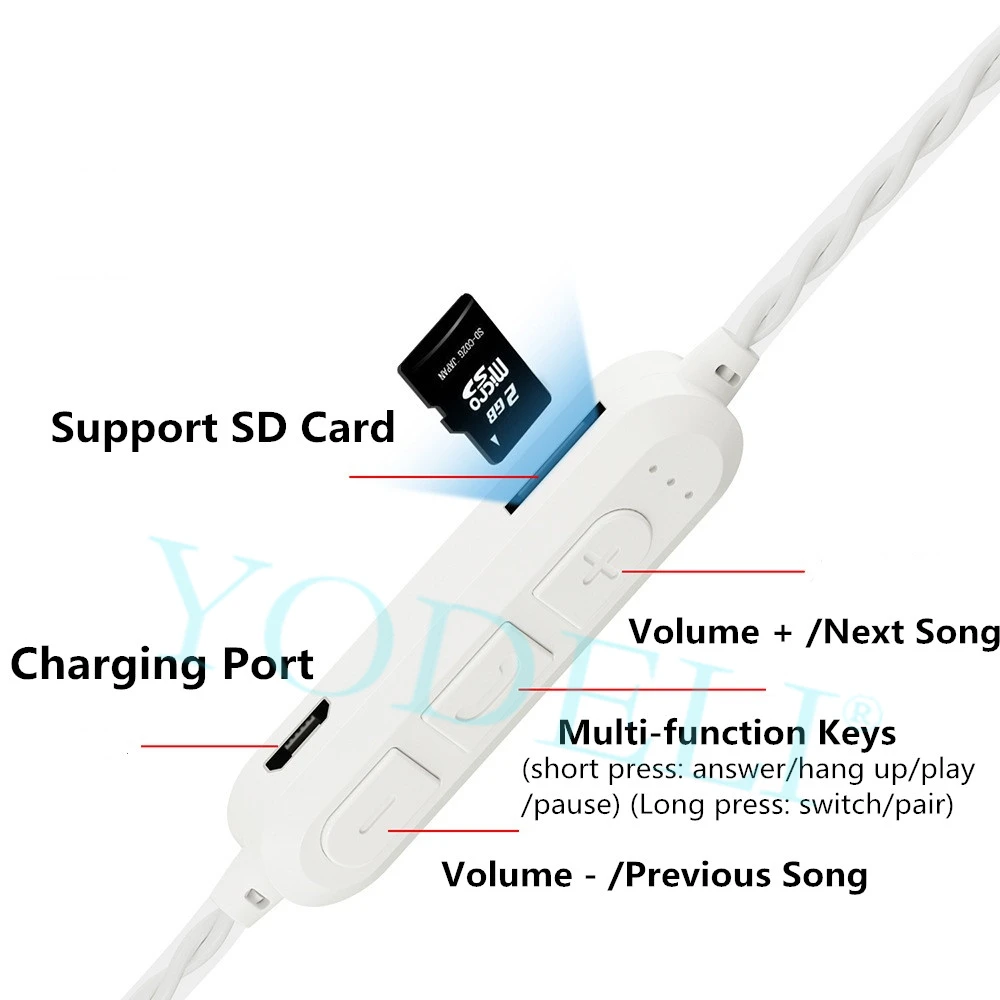 Bluetooth Earphone Stereo Wireless Headphones Double Unit Driver Speaker Support TFSD Card Earbuds Headset with Mic for Phone (6)