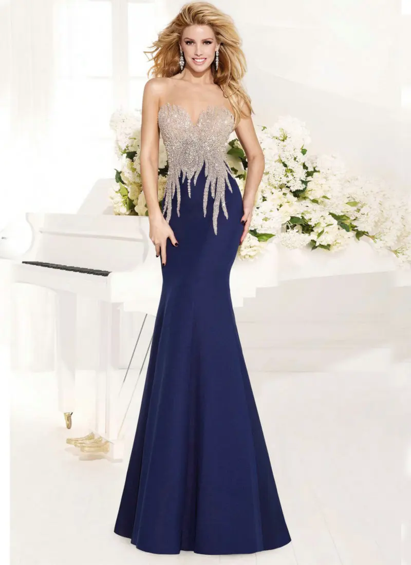 Famous Designer Evening Dress Mermaid Dark Royal Blue Formal Dresses