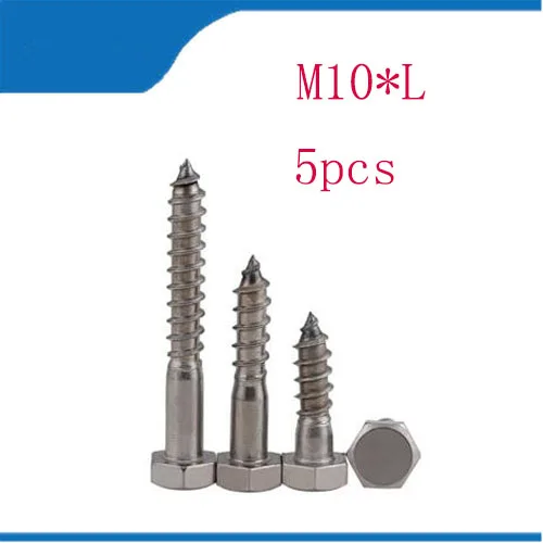 

Free shipping 5pcs 304 M10 Stainless Steel Self External Hexagon Hex Standard Tapping Wood Screws Bolts M10*55/60/70/80/90/100