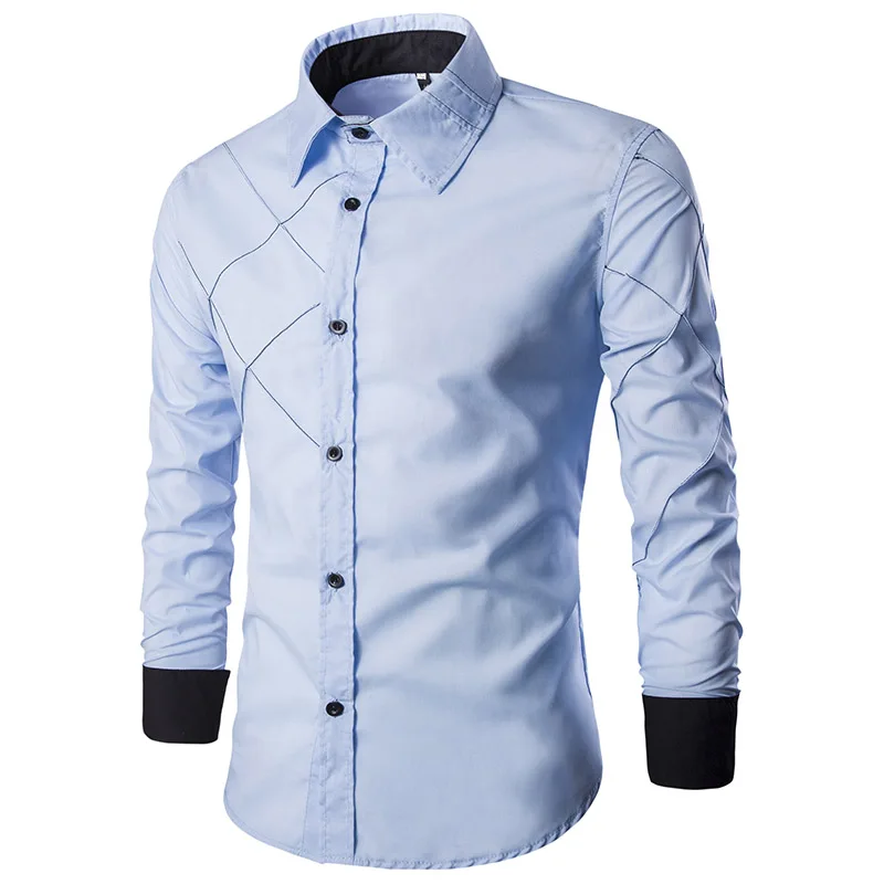Men Shirt Spring New Brand Business Men's Slim Fit Dress shirt Male Long sleeve Striped Shirt camisa masculina Size M-3XL