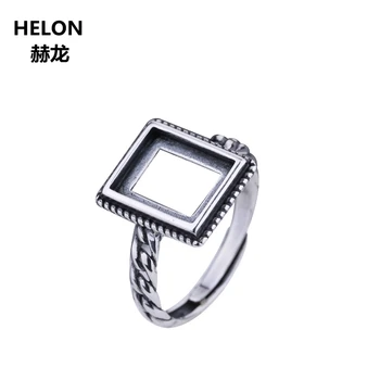 

925 Sterling Silver Men Engagement Wedding Ring 8X10mm Princess Cabochon Semi Mount Ring Setting Art Deco Vintage