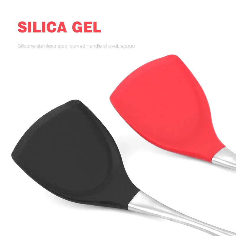 Non-Stick Heat Resistant Silicone Curved Shovel Stainless Steel Handle Spatula Kitchen Cooking Tool 2 pcs/set Non-Stick Heat Resistant Silicone Curved Shovel Stainless Steel Handle Spatula Kitchen Cooking Tool 2 pcs/set