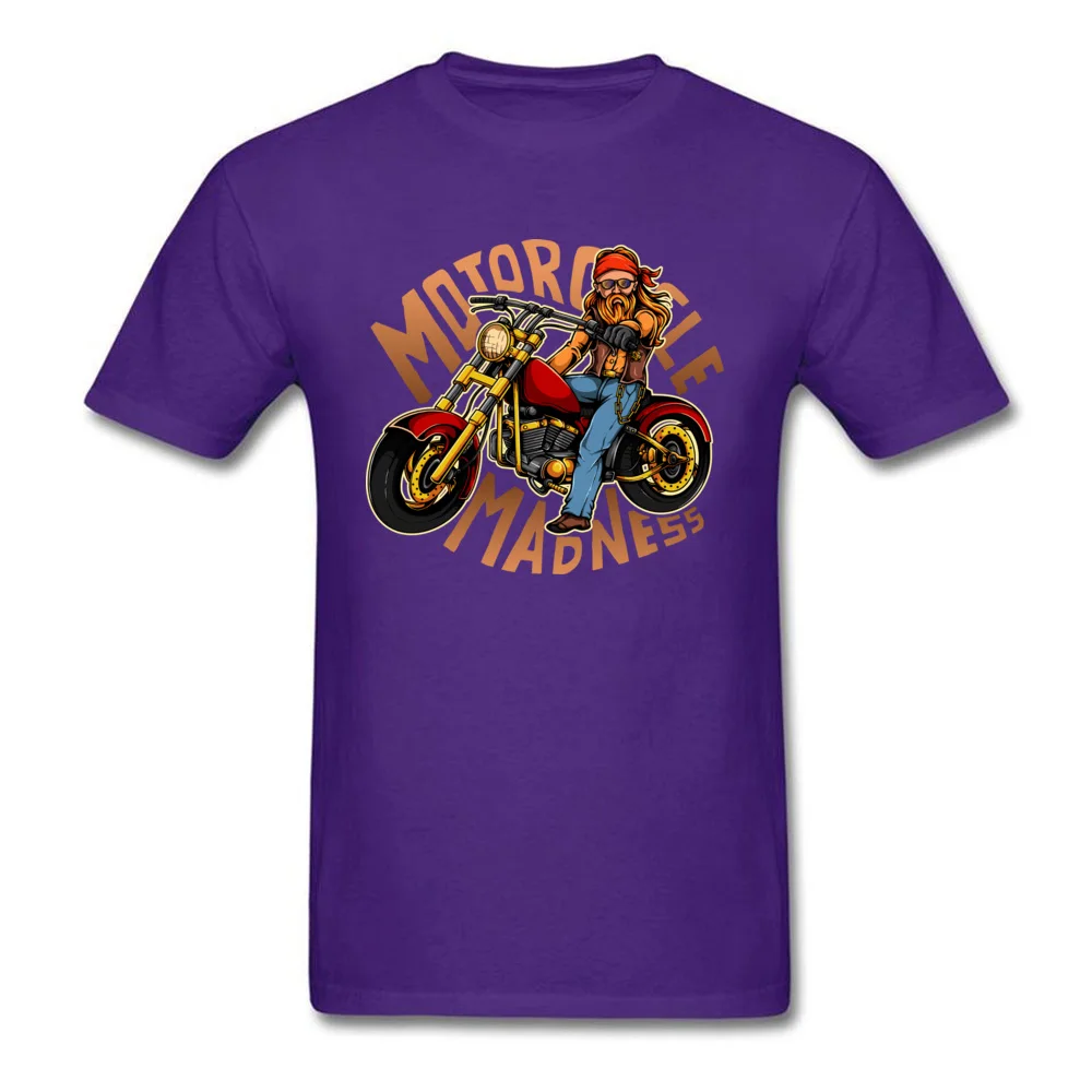 Motorcycle Madness 100% Cotton Adult Short Sleeve Tops T Shirt Design Summer Autumn T-Shirt Slim Fit Crewneck Clothing Shirt Motorcycle Madness purple