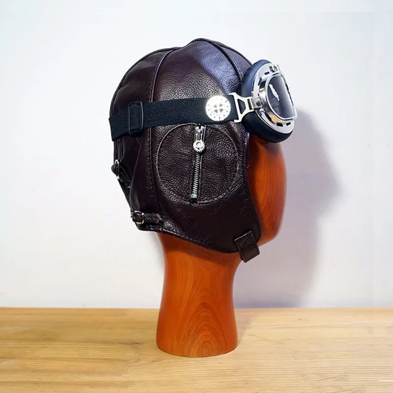 Ретро кожаные очки Пилот Кепка Паровая шляпа панка маска стимпанк Daft панк металлические заклепки очки ручной работы винтажный авиационный шлем