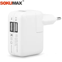 SOKUMAX евро два порта двойной USB адаптер питания зарядное устройство для iPhone 5S 6S 7 8 X iPad Air Mini samsung мобильный телефон планшет